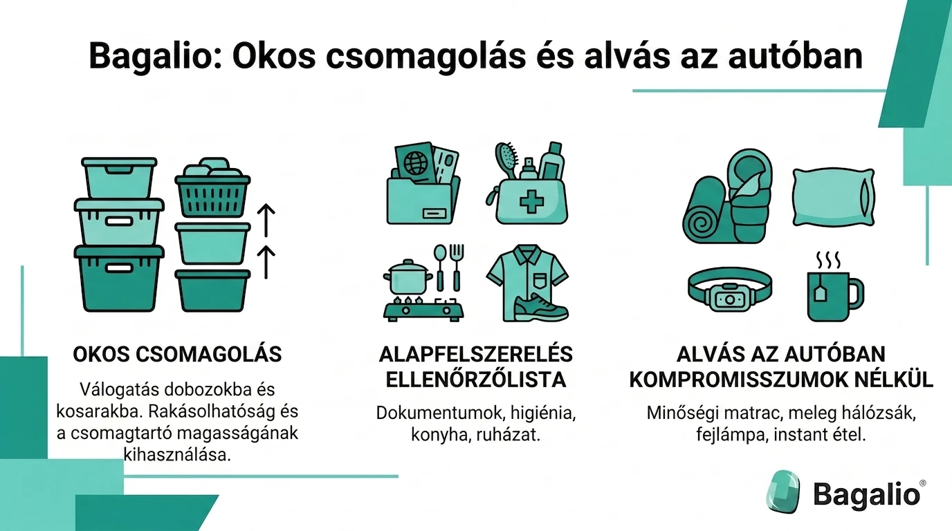 Infografika: mit csomagoljon az autóba a nyaraláshoz